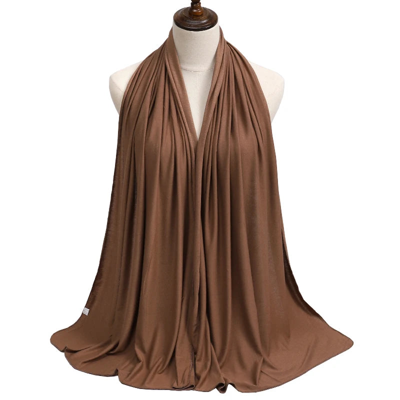 New Jersey Women's Muslim Ramadan Fashion Modal Cotton Jersey Hijab Women's High Quality Solid Color Soft Hijab Long African Scarf