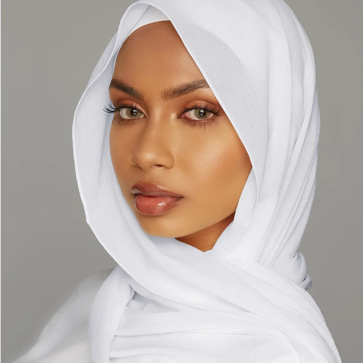 175-70cm  Malaysian Solid Color Chiffon Headscarf, Wrinkle-Resistant Pleated Headwrap, Breathable & Lightweight for 2025