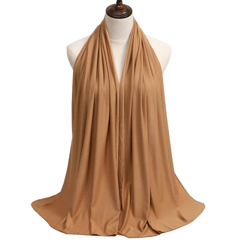 New Jersey Women's Muslim Ramadan Fashion Modal Cotton Jersey Hijab Women's High Quality Solid Color Soft Hijab Long African Scarf