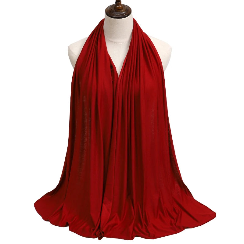 New Jersey Women's Muslim Ramadan Fashion Modal Cotton Jersey Hijab Women's High Quality Solid Color Soft Hijab Long African Scarf