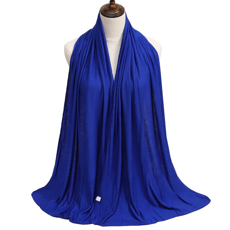 New Jersey Women's Muslim Ramadan Fashion Modal Cotton Jersey Hijab Women's High Quality Solid Color Soft Hijab Long African Scarf