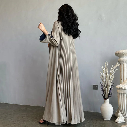 Beige Pleated Back Abaya