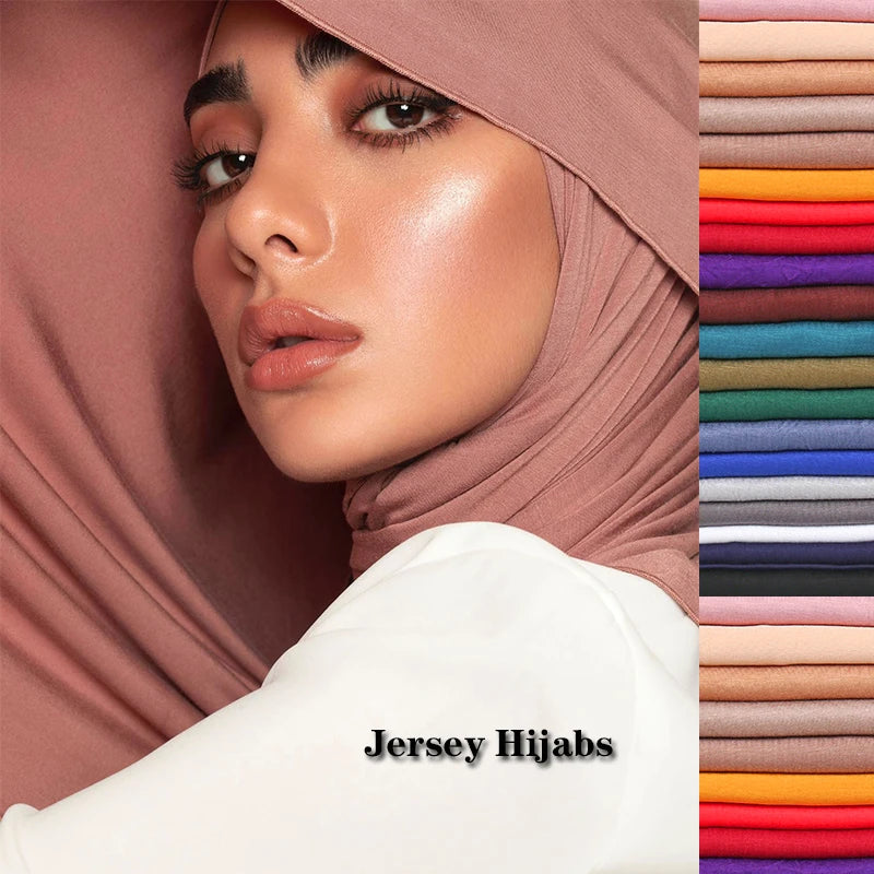 New Jersey Women's Muslim Ramadan Fashion Modal Cotton Jersey Hijab Women's High Quality Solid Color Soft Hijab Long African Scarf