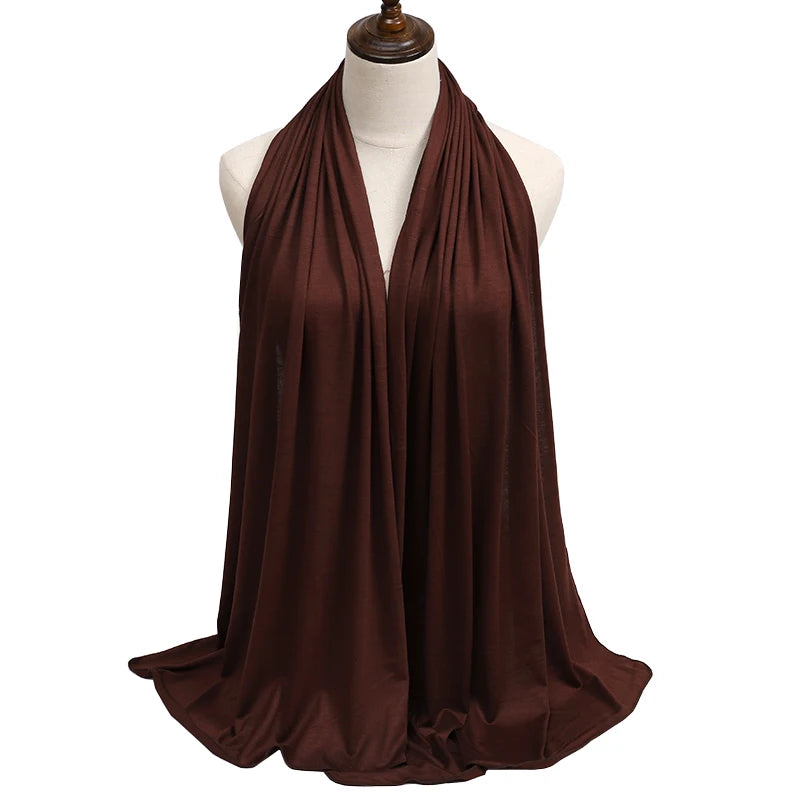 New Jersey Women's Muslim Ramadan Fashion Modal Cotton Jersey Hijab Women's High Quality Solid Color Soft Hijab Long African Scarf