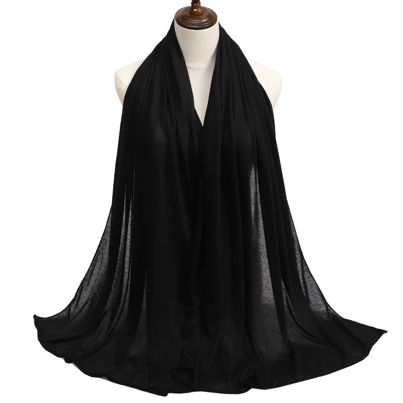 New Jersey Women's Muslim Ramadan Fashion Modal Cotton Jersey Hijab Women's High Quality Solid Color Soft Hijab Long African Scarf