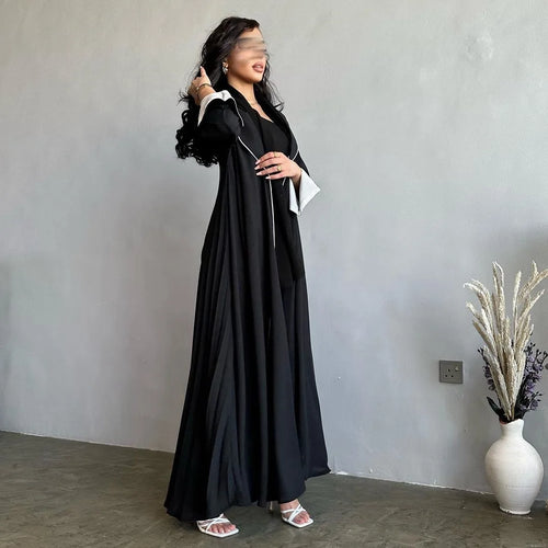 Black Contrast Cuff Abaya