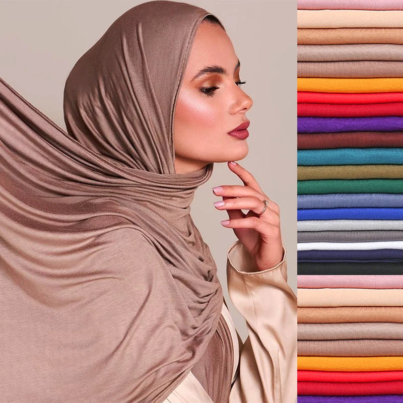 New Jersey Women's Muslim Ramadan Fashion Modal Cotton Jersey Hijab Women's High Quality Solid Color Soft Hijab Long African Scarf