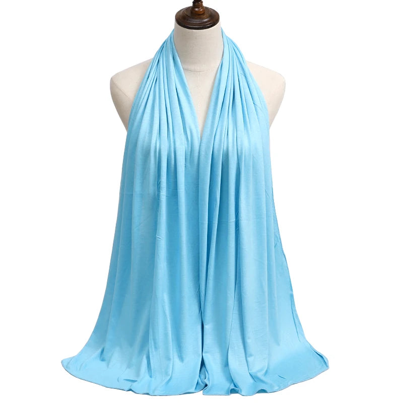 New Jersey Women's Muslim Ramadan Fashion Modal Cotton Jersey Hijab Women's High Quality Solid Color Soft Hijab Long African Scarf