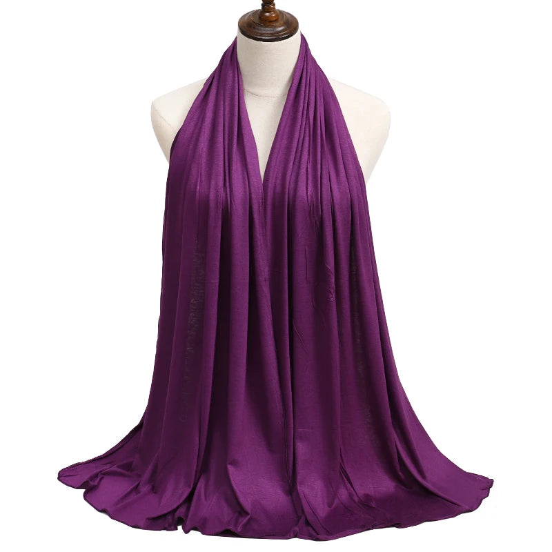 New Jersey Women's Muslim Ramadan Fashion Modal Cotton Jersey Hijab Women's High Quality Solid Color Soft Hijab Long African Scarf