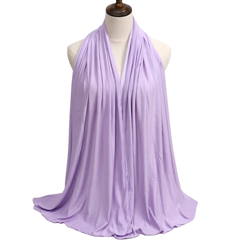 New Jersey Women's Muslim Ramadan Fashion Modal Cotton Jersey Hijab Women's High Quality Solid Color Soft Hijab Long African Scarf