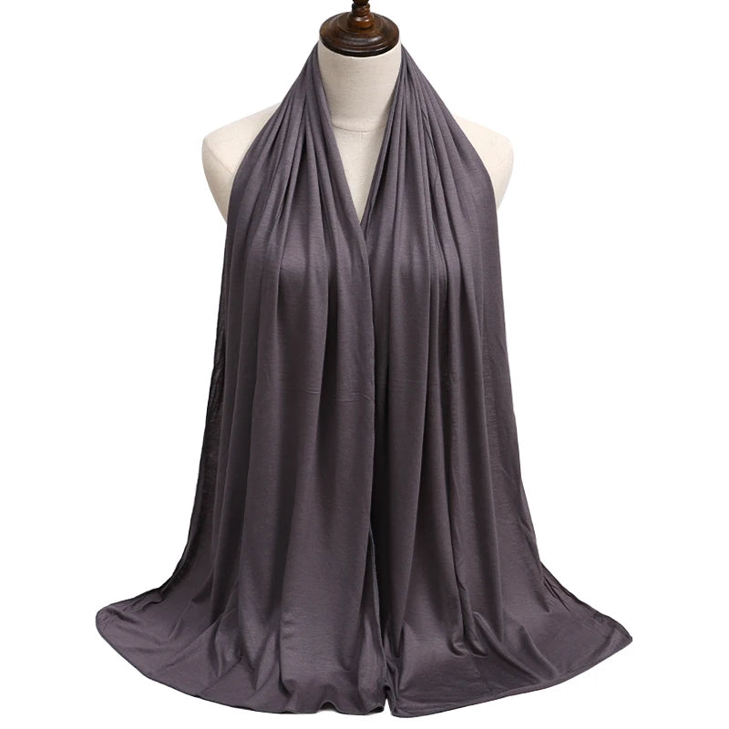 New Jersey Women's Muslim Ramadan Fashion Modal Cotton Jersey Hijab Women's High Quality Solid Color Soft Hijab Long African Scarf