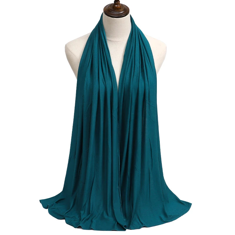New Jersey Women's Muslim Ramadan Fashion Modal Cotton Jersey Hijab Women's High Quality Solid Color Soft Hijab Long African Scarf