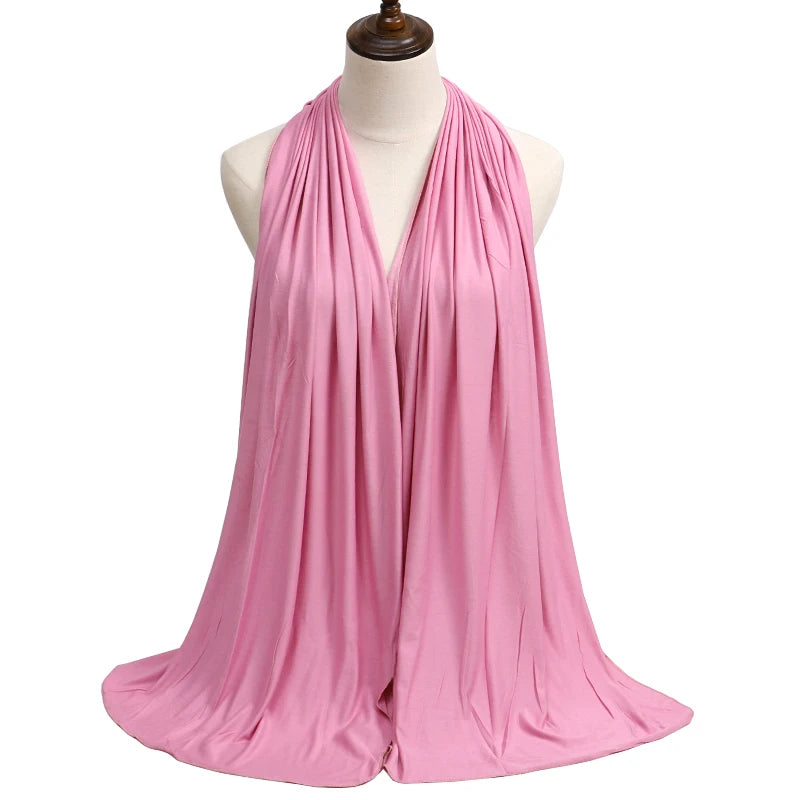 New Jersey Women's Muslim Ramadan Fashion Modal Cotton Jersey Hijab Women's High Quality Solid Color Soft Hijab Long African Scarf