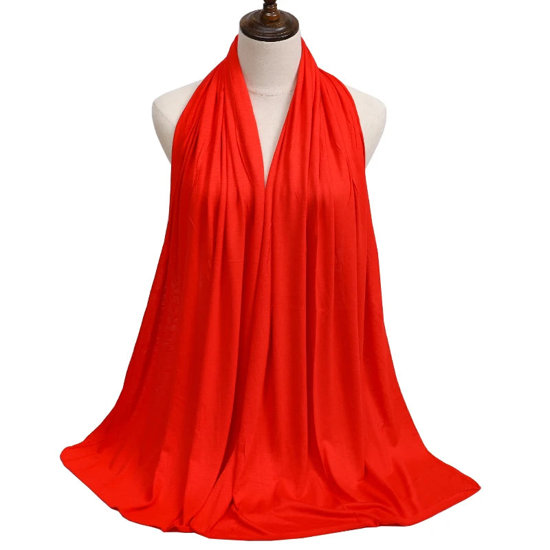 New Jersey Women's Muslim Ramadan Fashion Modal Cotton Jersey Hijab Women's High Quality Solid Color Soft Hijab Long African Scarf
