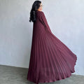 Burgundy Pleated Cape Abaya