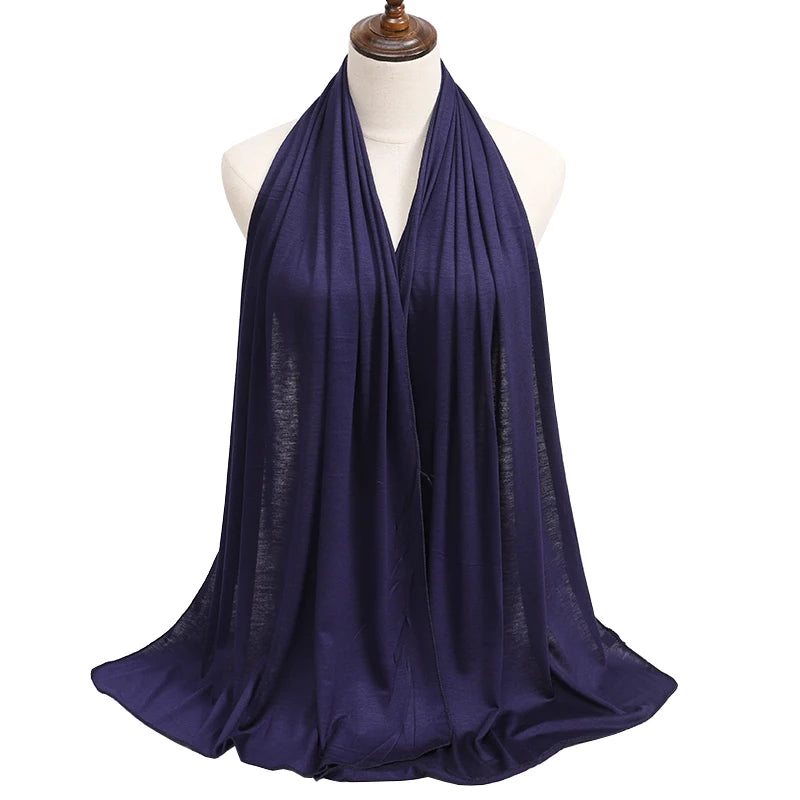 New Jersey Women's Muslim Ramadan Fashion Modal Cotton Jersey Hijab Women's High Quality Solid Color Soft Hijab Long African Scarf