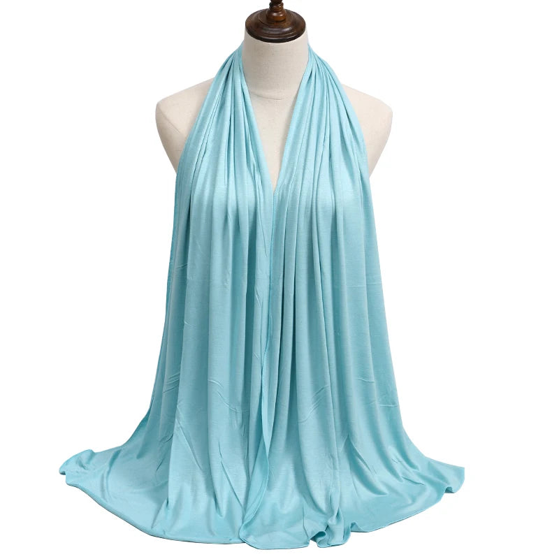 New Jersey Women's Muslim Ramadan Fashion Modal Cotton Jersey Hijab Women's High Quality Solid Color Soft Hijab Long African Scarf