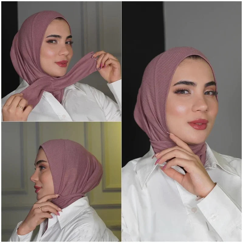 Muslim Jersey Hijab Scarf White Abaya Hijabs For Woman Jersey Abayas Women Islamic Dress Head Wrap Turbans Instant Crinkle Turban