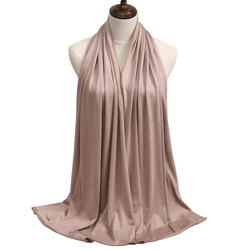 New Jersey Women's Muslim Ramadan Fashion Modal Cotton Jersey Hijab Women's High Quality Solid Color Soft Hijab Long African Scarf