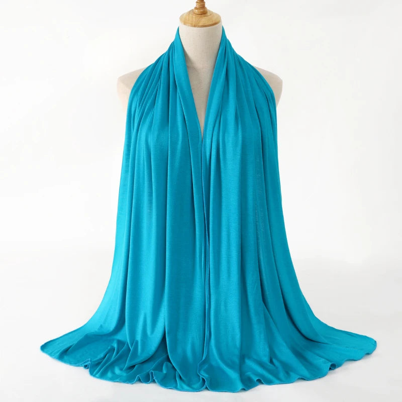 New Jersey Women's Muslim Ramadan Fashion Modal Cotton Jersey Hijab Women's High Quality Solid Color Soft Hijab Long African Scarf