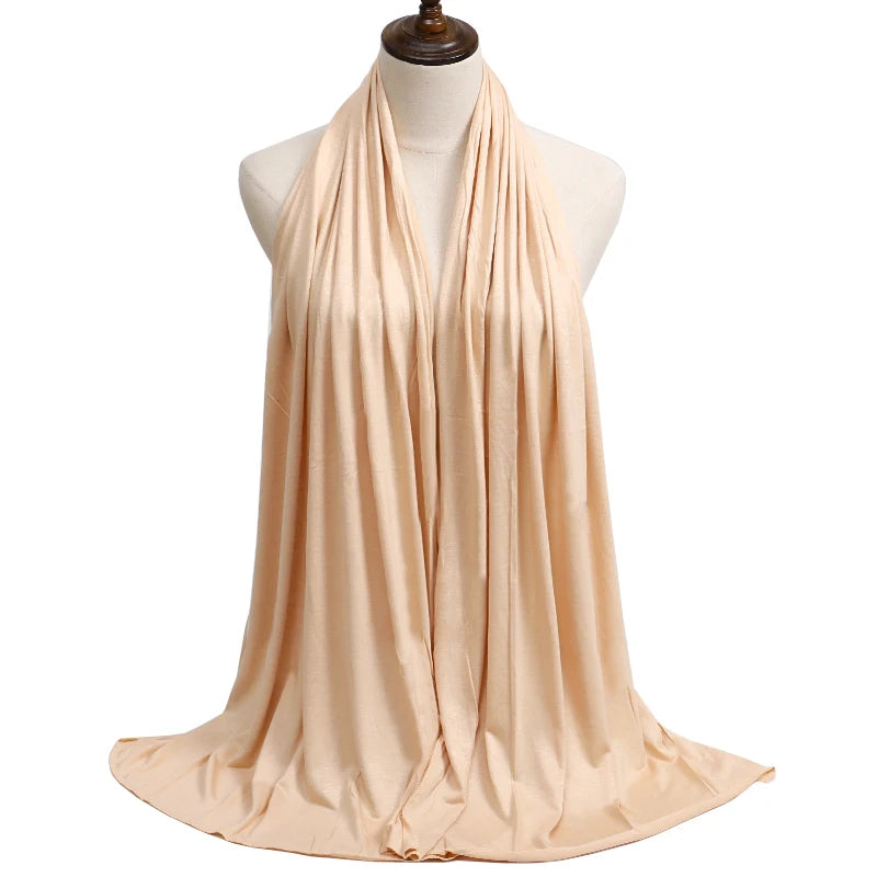 New Jersey Women's Muslim Ramadan Fashion Modal Cotton Jersey Hijab Women's High Quality Solid Color Soft Hijab Long African Scarf