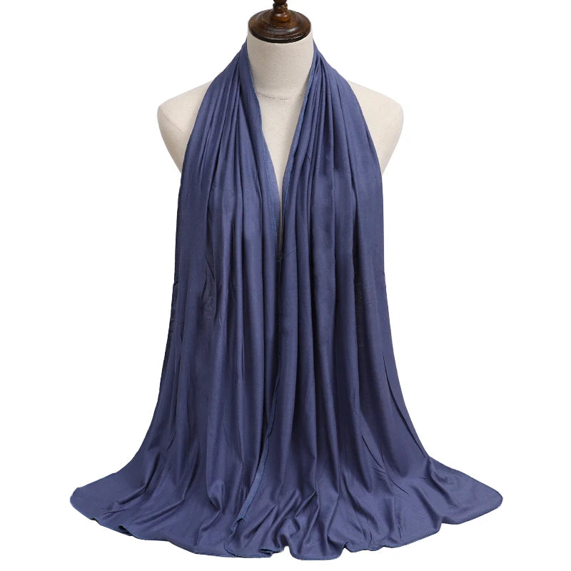 New Jersey Women's Muslim Ramadan Fashion Modal Cotton Jersey Hijab Women's High Quality Solid Color Soft Hijab Long African Scarf