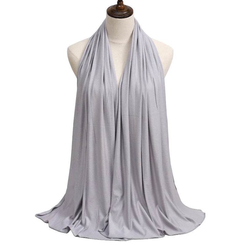 New Jersey Women's Muslim Ramadan Fashion Modal Cotton Jersey Hijab Women's High Quality Solid Color Soft Hijab Long African Scarf