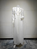 White Floral Embroidered Abaya