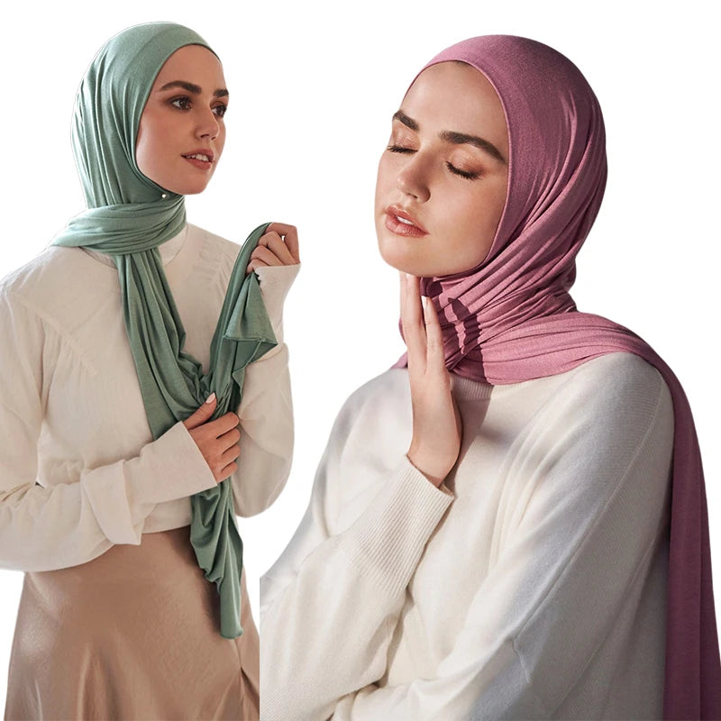 New Jersey Women's Muslim Ramadan Fashion Modal Cotton Jersey Hijab Women's High Quality Solid Color Soft Hijab Long African Scarf