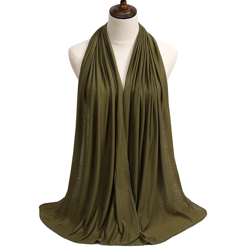 New Jersey Women's Muslim Ramadan Fashion Modal Cotton Jersey Hijab Women's High Quality Solid Color Soft Hijab Long African Scarf