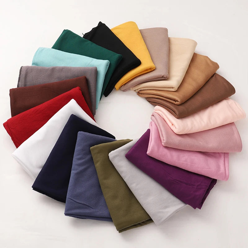 New Jersey Women's Muslim Ramadan Fashion Modal Cotton Jersey Hijab Women's High Quality Solid Color Soft Hijab Long African Scarf
