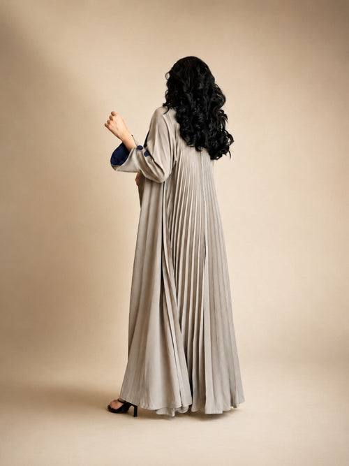 Beige Pleated Back Abaya – back view