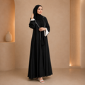 Black Contrast Cuff Abaya on model